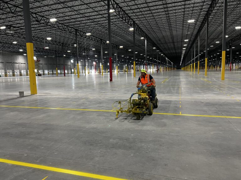 Warehouse floor striping, line striping, Epoxy line markings
